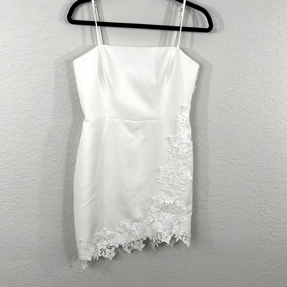 BCBGMAXAZRIA Women's Lace Applique Mini Dress